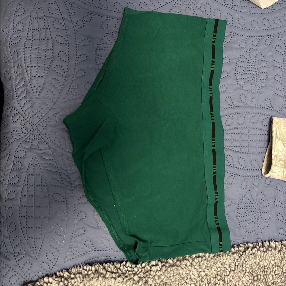 PINK Victoria's Secret Dark Green Boyshort Panties with Logo Waistband